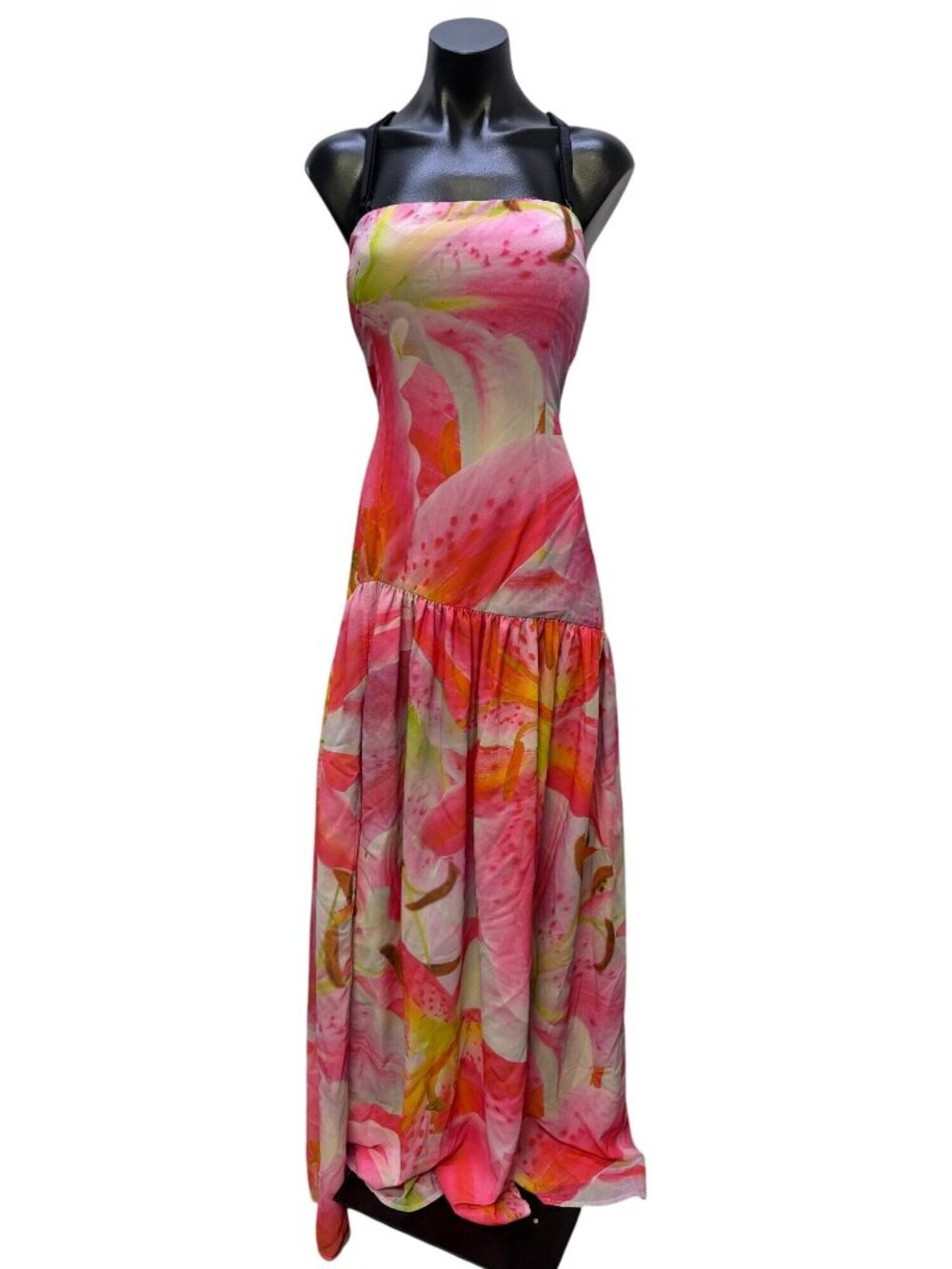 NWT Peppermayo Eden Strapless Maxi Dress Pink Floral Size L